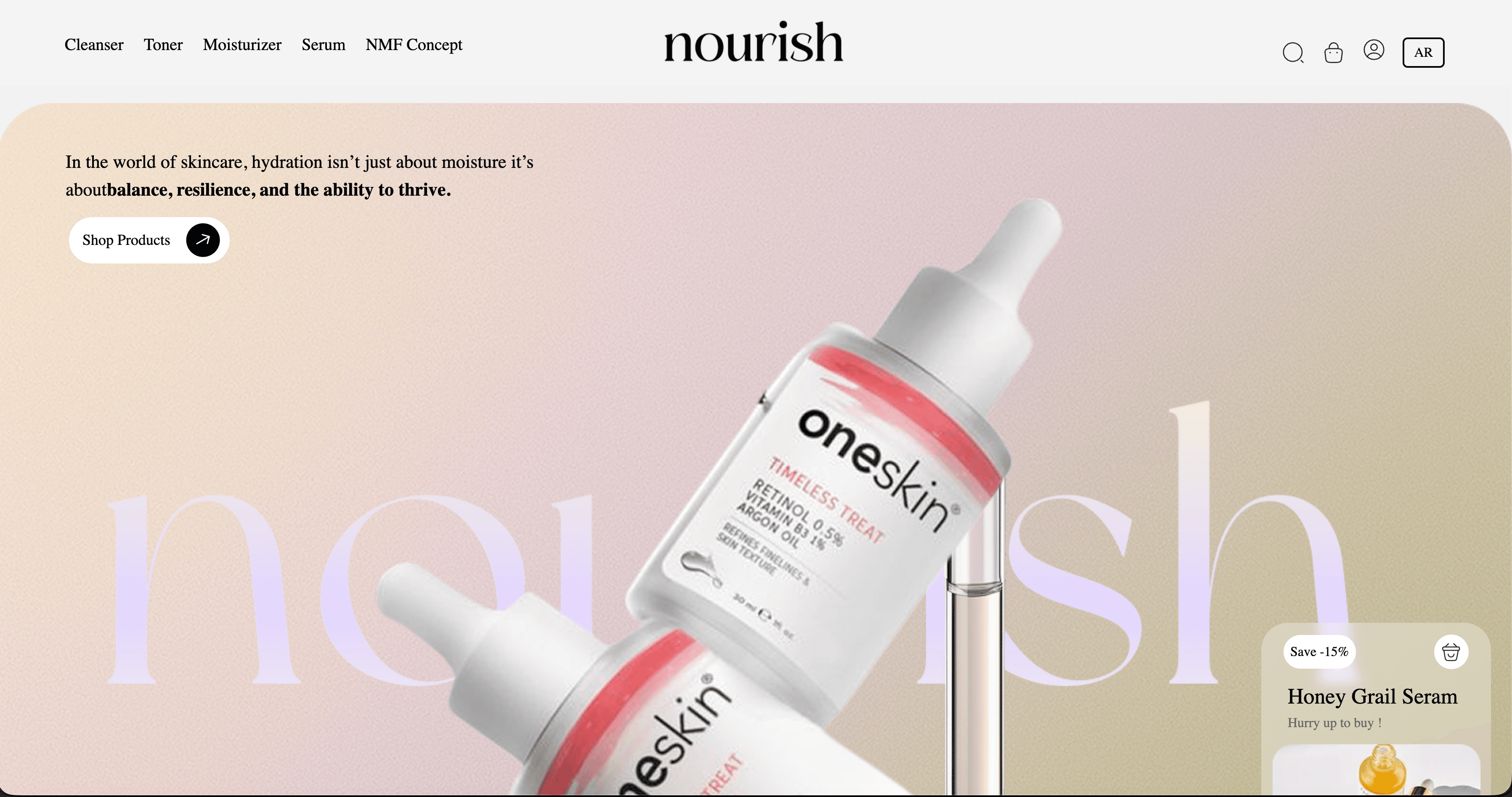 Nourish-old website desktop view